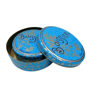 Round Food-Grade Recyclable Tinplate Box for Cookies, Biscuits, Chocolate, Desserts, or Sugar