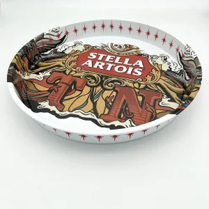 Round Glossy Offset-printed Beer Tinplate Tray for Serving and Storing Beverages