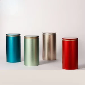 Round Gold Metal Tea Tin Can for Nuts Coffee Bean Cookie Custom Logo Packaging Jar with Ploy Bag D85 Empty Storage Box