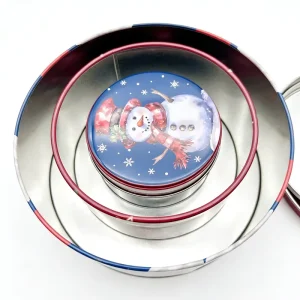 Round Metal Christmas Festival Box Set Recyclable Tin Jar with Lid for Food Packaging