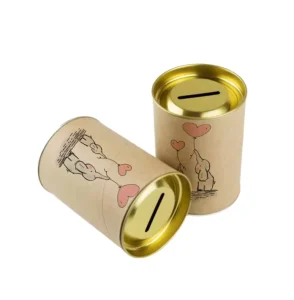 Round Metal Tin Money Box Without Locker