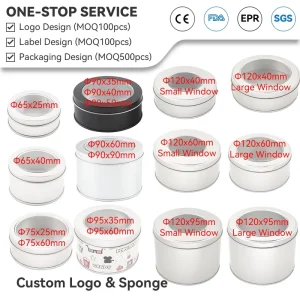 Round Metal Tin Watch Box with Transparent PVC Window