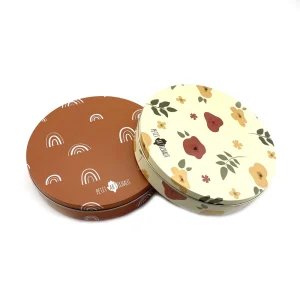 Round Metal Tinplate Box for Cookies, Candy, and Chocolate