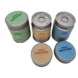 Round Sealed Tinplate Matcha Tea Can With Screw Cap and Custom Logo