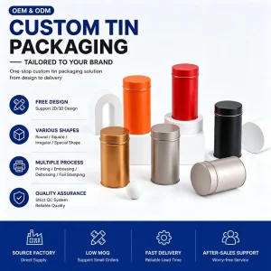 Round Tin Box Packaging Metal Container in Stock Ready to Ship OEM ODM Factory Manufacturer Supplier