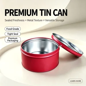 Round Tin Can Bulk Metal Tin Box With Sealed Lid for Tea Candy Cookie Coffee Storage and Commercial Food Packaging