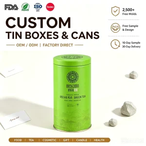 Round Tin Can Metal Tin Container Custom Printed Tin Box for Tea Coffee Candy Cookie Gift Packaging