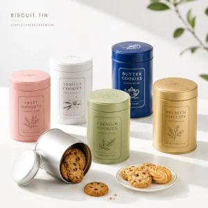 Round Tinplate Biscuit Box for Food Packaging