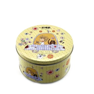Round Tinplate Box Red CMYK Printing Gift Packaging for Chocolate and Biscuits