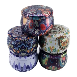 Round Tinplate Candle Tin Can Set, 2.2 oz, 4 oz, and 8 oz