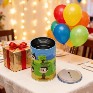 Round Tinplate Money Box Piggy Bank for Children and Teenagers Stationery Storage Toys