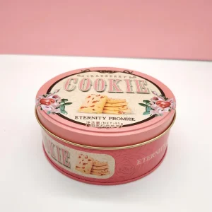 Round Tinplate Storage Box for Biscuit, Cake, Cookie, Candy, and Chocolate