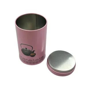 Round Tinplate Tea Tin with Thick Lid Custom Printed Metal Tin Box for Food Packaging