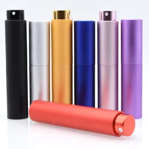 Round Twist-Up Aluminum Perfume Spray Bottle, Refillable Matte Black Atomizer, 5ml 8ml 10ml