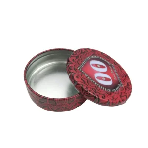 Round White CR Tinplate Box with Click-Clack Lid, Airtight Child-Lock Tin for Candy and Cookies