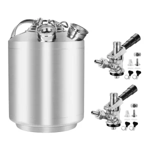 S Type Beer Line Cleaning Keg Stainless Steel Cleaner Keg with Keg Spear Beer Line Cleaning Kit 2 Way
