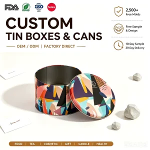 SZM Chinese Factory Custom Metal Round D240*190MM Custom Tin Box Medicine Packing Tin Box With Screw Cover