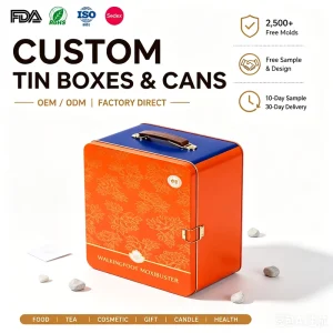 SZM Factory Custom Empty 340*210*140mm Metal Tin Box Sweet Dates Baklava Cake Biscuit Cookie Metal Packaging Container
