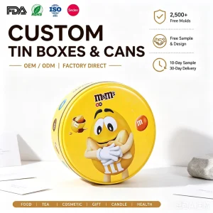 SZM Factory Custom Round Tin Box Food Grade Metal Small Round Cans Candy Cosmetic Gift Tin Boxes