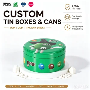SZM Factory Customized Metal Box Tin Can With Sealed Lid Food Grade Round Tin Boxes Cake Cans Packaging Gift Cookie Container