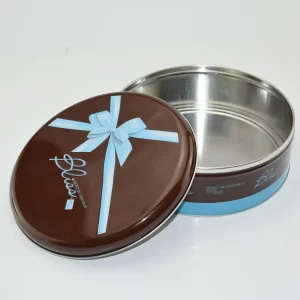 SZM Tinplate Custom Printed Logo Round Tin Box for Food Packaging of Cake Cookies Chocolate Candy Bread Noodle