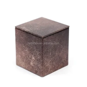 Sandblast Tinplate Vintage Square Tea Tin Box with Right-Angle Corners