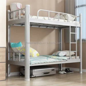 School Dormitory Durable Modern Double Decker Metal Bunk Bed with Steel Frame Customizable Colors