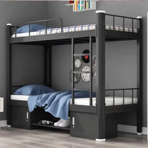 School Students Dormitory High & Low Levels School Bed Heavy Duty Metal Bunk Bed Loft Metal Tube Beds With Stairs