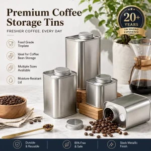 Screw Lid Metal Box Powder Tinplate Packaging Container Coffee Bean Tin Cans with Airtight Valve Empty Coffee Cans