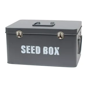 Seed Storage Box, Powder-Coated Galvanized Steel, with Lid