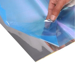 Self-Adhesive Moisture-Proof Rigid High-Gloss Metallized Mirrored PET Reflective Film Foil for Decoration