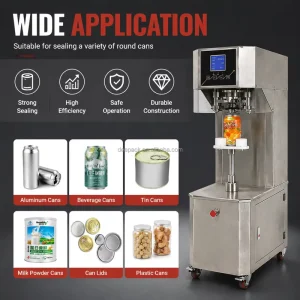 Semi-Automatic Can Sealer for Powder, Snack, and Beverage Containers with Easy-Open Lid