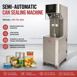 Semi-Automatic Can Sealing Machine for Food and Beverage Metal Cans with Easy-Open Lid