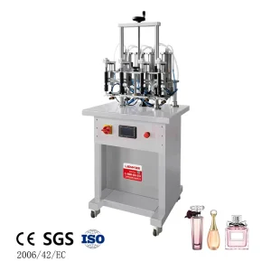 Semi-Automatic Cosmetic Perfume Oil Glass Bottle Filling Machine 4 Heads High Precision