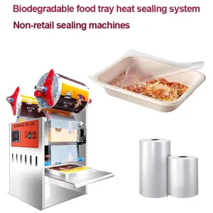 Semi-Automatic Hand-Press Tray Sealing Machine for Bagasse Food Trays with Sealing Film System
