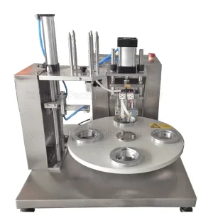 Semi-Automatic Rotary Beverage Cup Filling and Sealing Machine with Pre-Cut Aluminum Foil Lid
