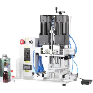 Semi-Automatic Tabletop Pneumatic Screw Capping Machine for Plastic Bottles and Spray Caps