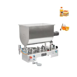 Semi-Automatic U-Shape Hopper Paste Filling Machine with Mixer for Chili Sauce Jam Peanut Butter Cosmetic Cream