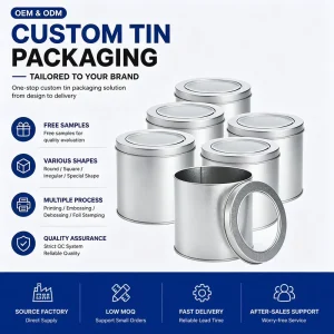 Silver 17 oz Large Kitchen Tin Can Box Metal Canister Window Top Lid for Loose Tea Coffee Chewing Gum Chocolate Candy Spices