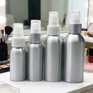 Silver Aluminum Cosmetic Toner and Lotion Spray Bottles, 30ml 50ml 100ml 120ml 150ml 200ml 250ml