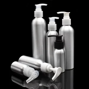 Silver Aluminum Lotion Pump Bottles 120ml 150ml 200ml 250ml for Essential Oil and Cosmetics