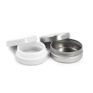 Silver Aluminum Round Tin with CR Lid