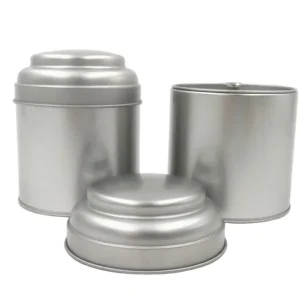 Silver Double-Lid Plain Color Metal Mushroom Tin Box