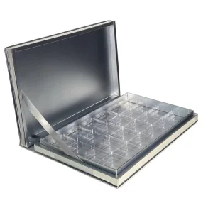 Silver Gray Gift Box with Magnetic Closure, Plastic Insert, and Metal Pull Tab for Jewelry and Cosmetics