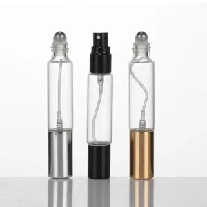 Silver Metal Cap Spray Cylinder Glass Bottle for Refill Perfume Hydrating Fragrance Fine Mist Atomizer Cosmetic Container
