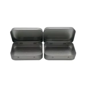 Silver Mini Portable Metal Tin Jar with Hinged Lid