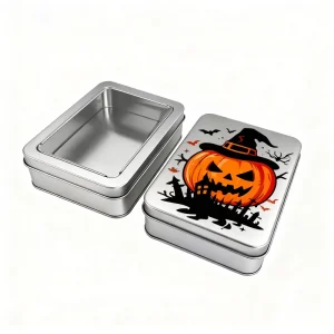 Silver Rectangular Food-Grade Tinplate Sugar Packaging Case with Custom Color, Four-Color Offset Printing, and Embossed Logo