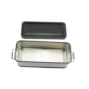 Silver Rectangular Tinplate Empty Can with Clamp Lock for Tiramisu, Brownie, and Cake Food-Grade Airtight Container