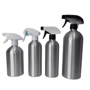 Silver Refillable Aluminum Spray Bottle for Cleaning, Hairdressing, and Gardening, 300ml-500ml