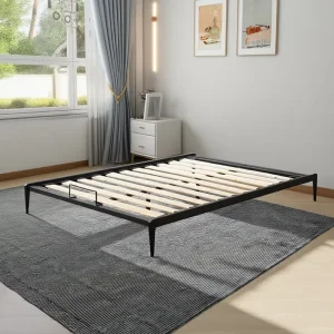 Simple Modern Metal Bed Frame with Legs and Slat Design Space Saving Durable for Bedroom Hotel Apartment Use